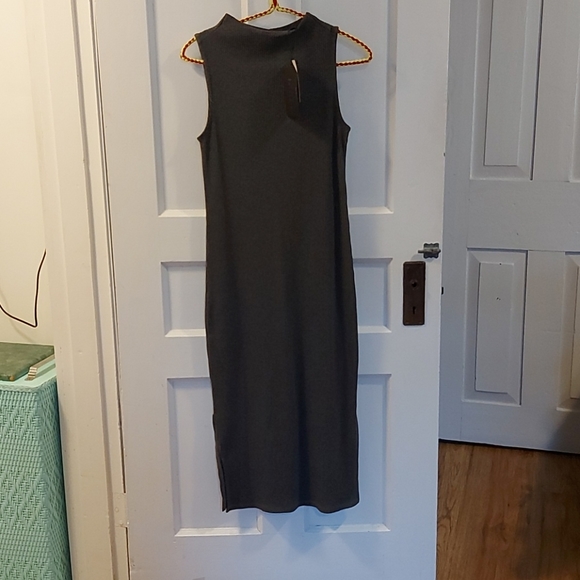 Maxi dress in Grey knit, two side slits - Picture 2 of 4